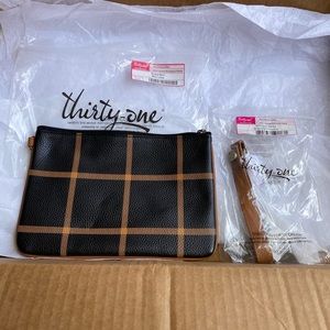 (8404) Rubie Mini in Caramel Windowpane Pebble print $26 with Caramel Wristlet10